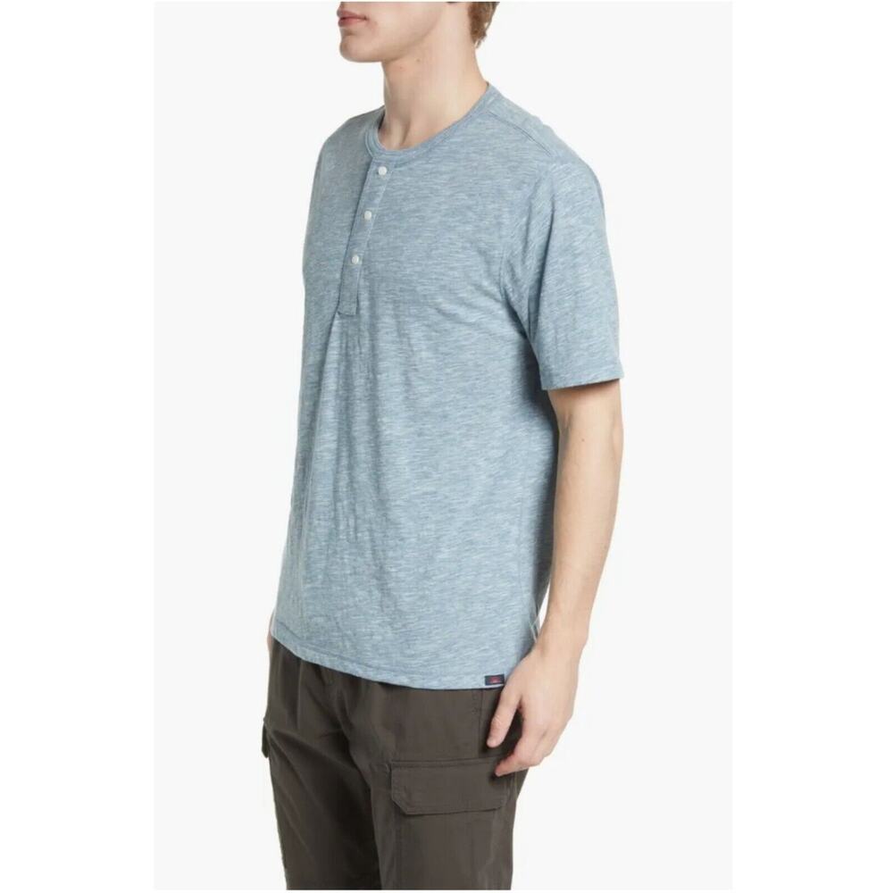 Faherty Heathered Henley Tee Cotton Blend Short Sleeve Size XL